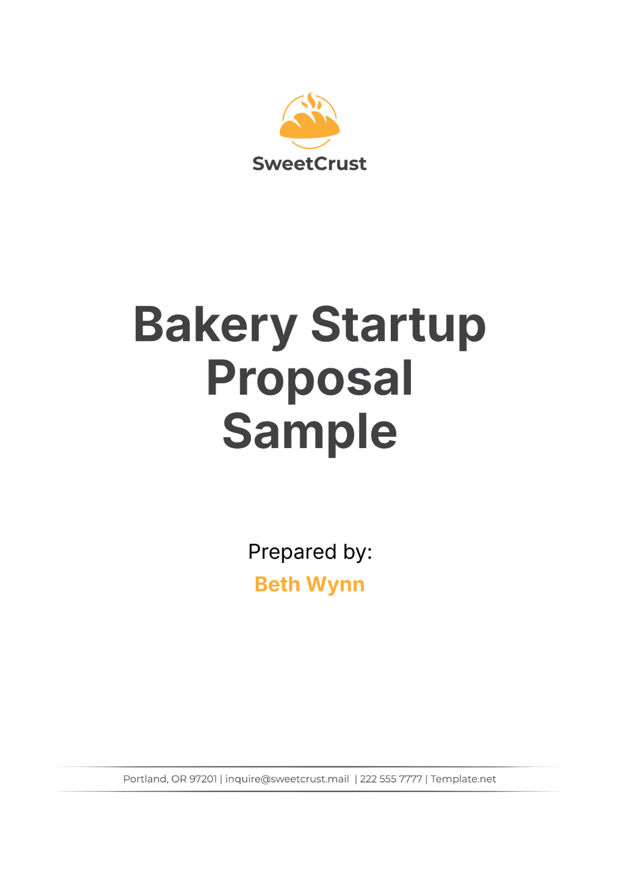 Bakery Startup Proposal Sample Template - Edit Online & Download