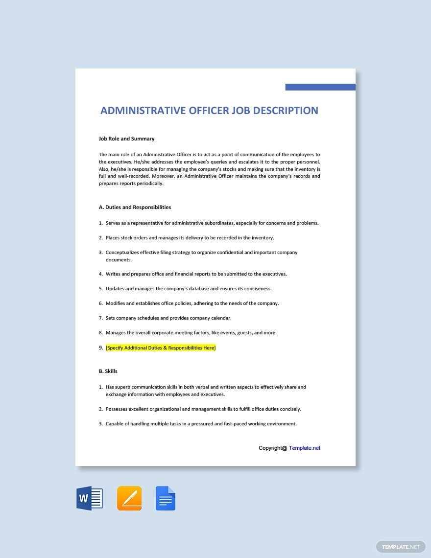 administrative officer job description