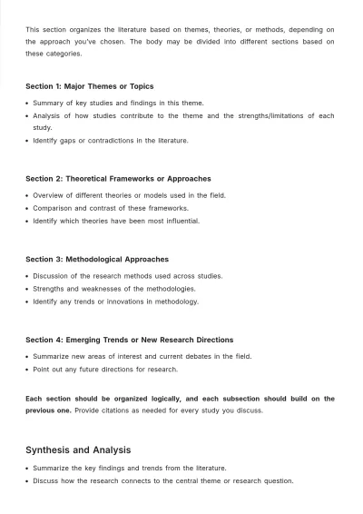 Free Literature Review Format Template to Edit Online