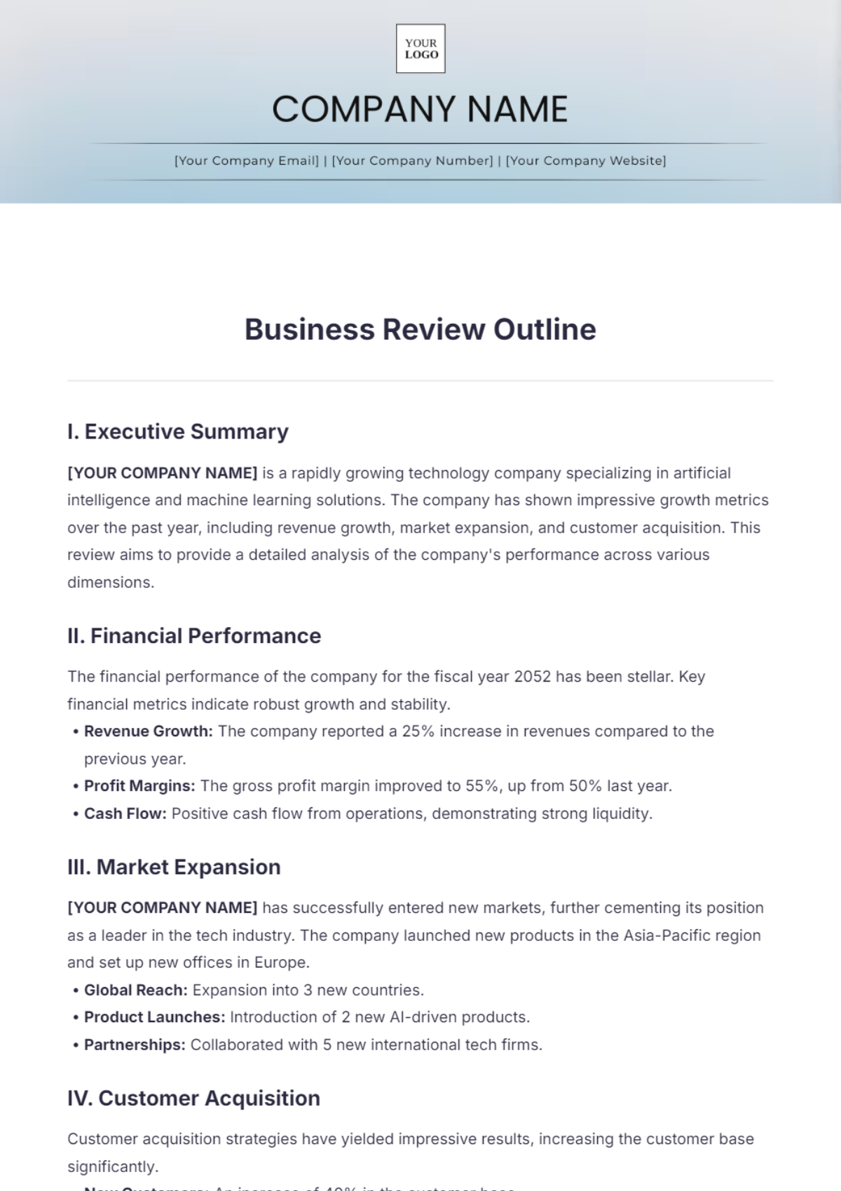 Business Review Outline Template - Edit Online & Download