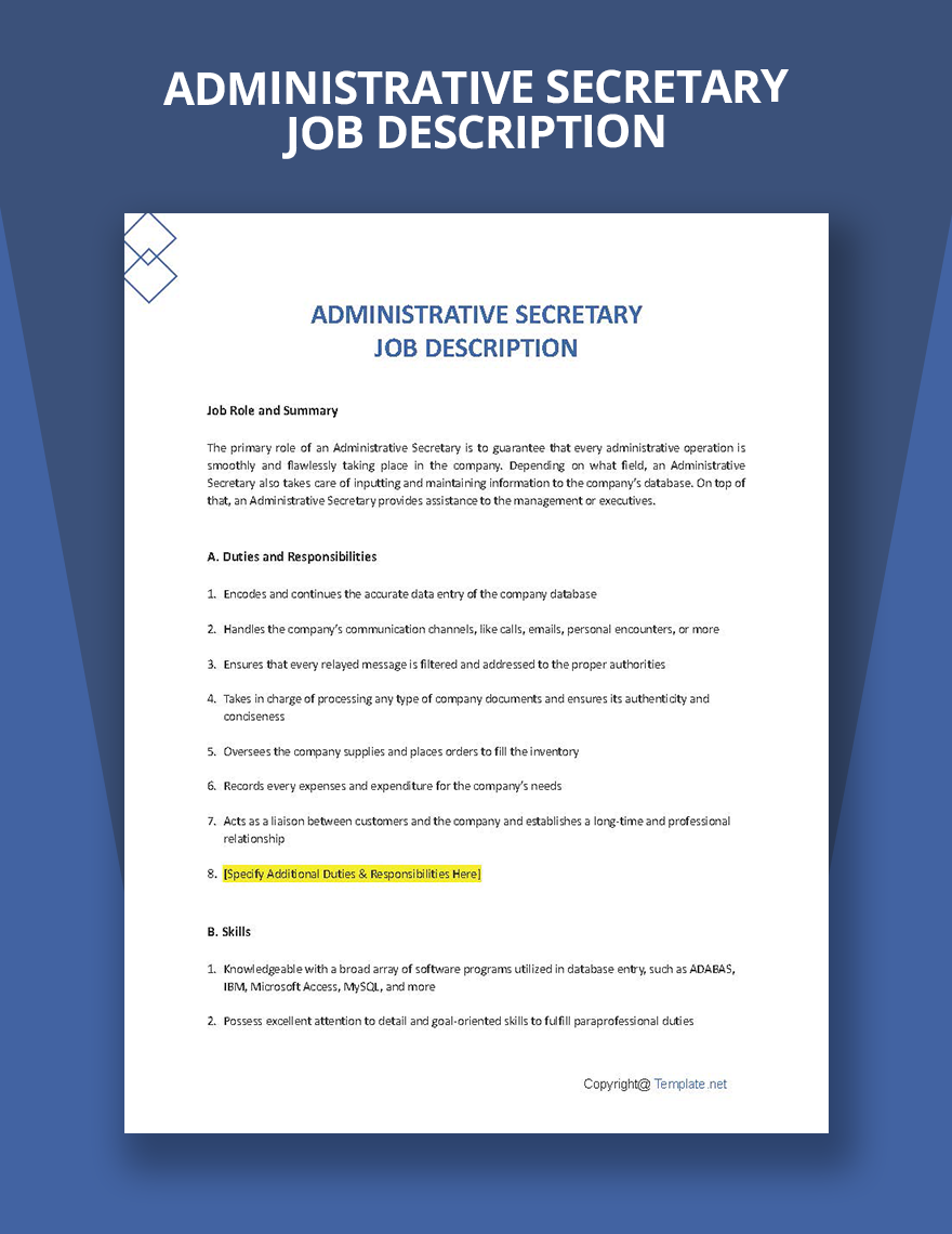 10+ Secretary Job Description Templates PDF, DOC