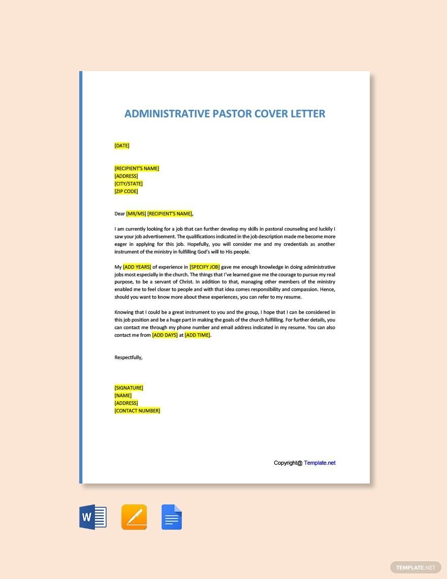 Administrative Pastor Cover Letter