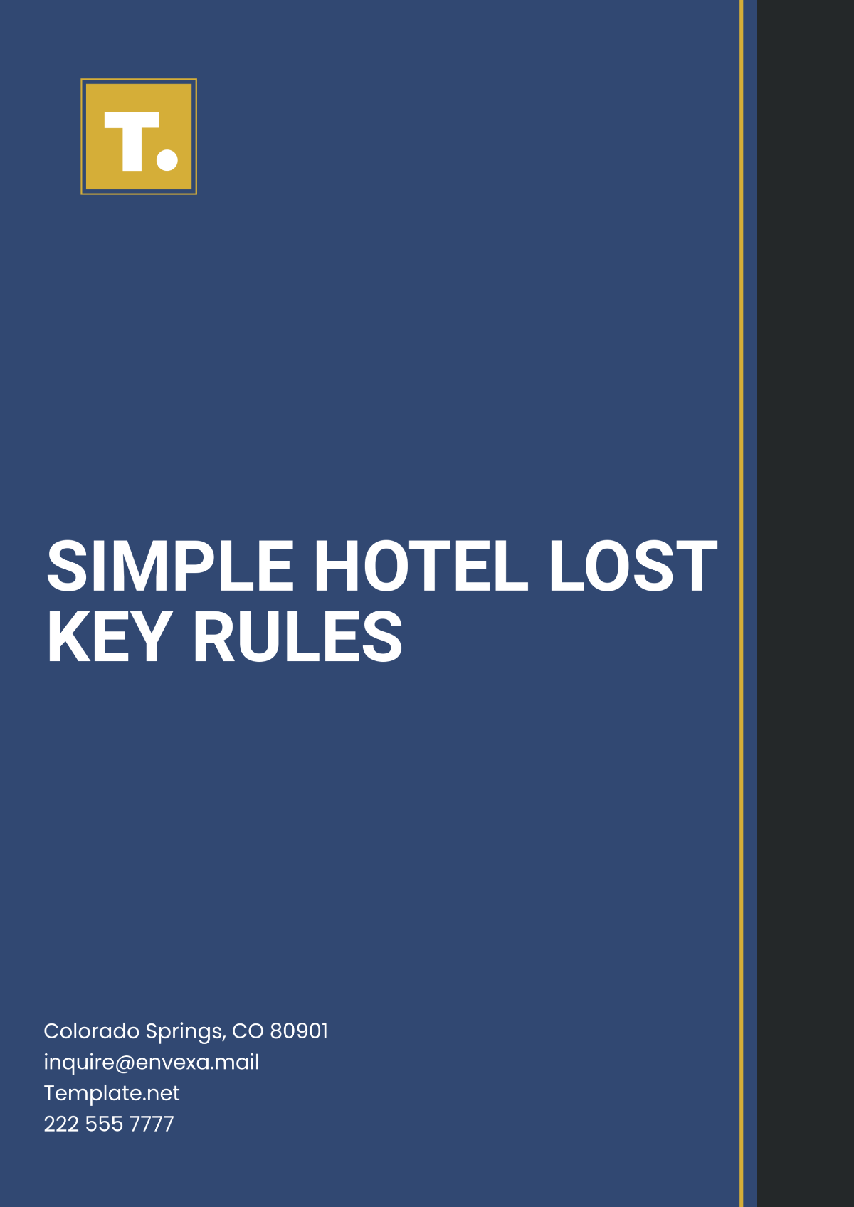 Simple Hotel Lost Key Rules Template - Edit Online & Download