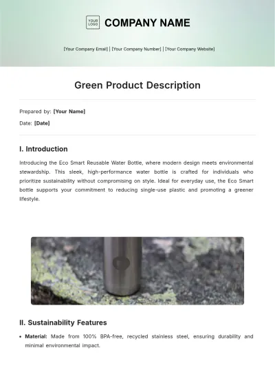 Free Green Product Description Template to Edit Online