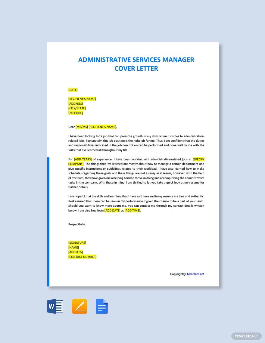 cover letter template for administrative officer