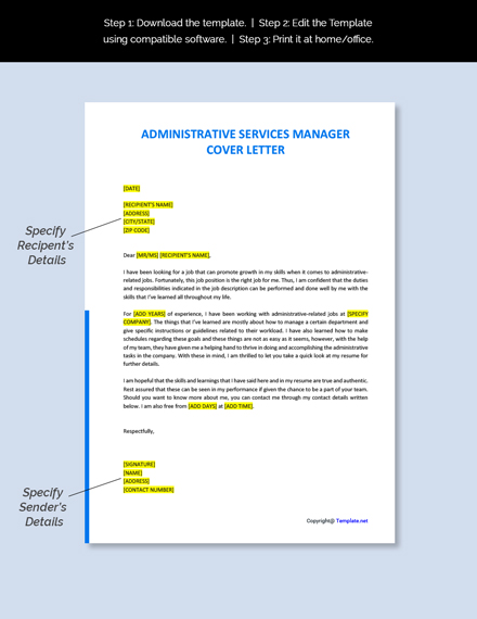 Administrative Support Cover Letter Template - Google Docs, Word, Apple ...