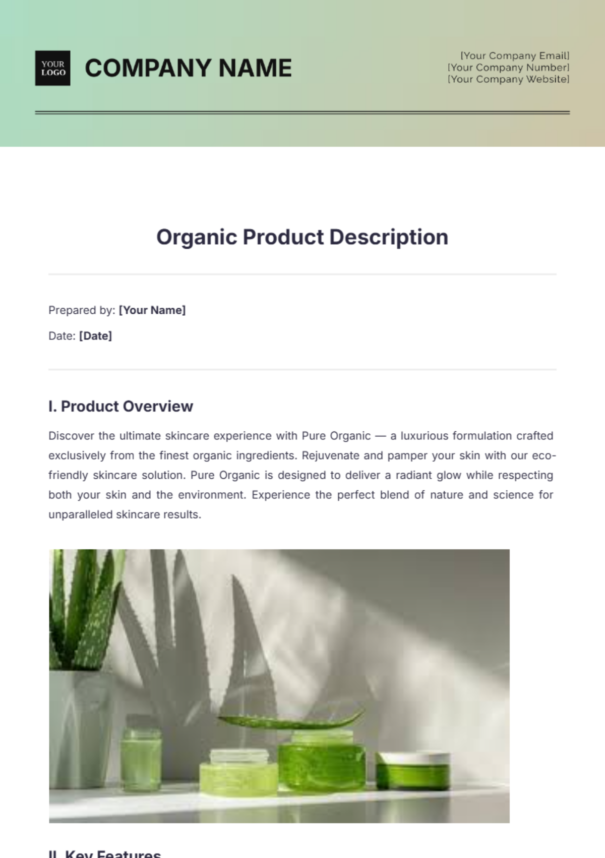 Organic Product Description Template - Edit Online & Download