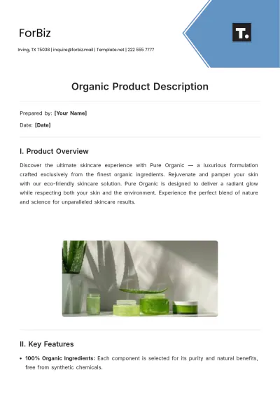 Free Organic Product Description Template to Edit Online