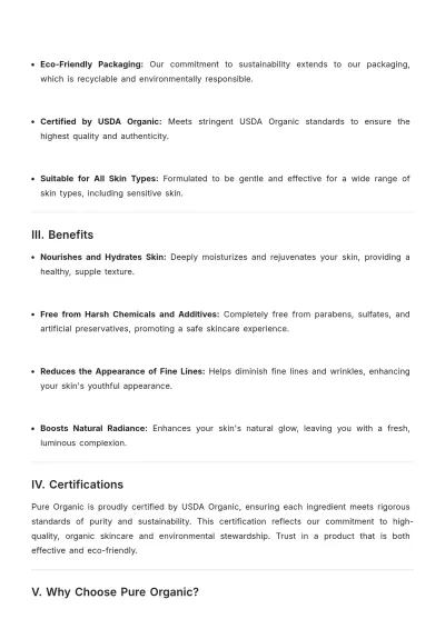 Free Organic Product Description Template to Edit Online