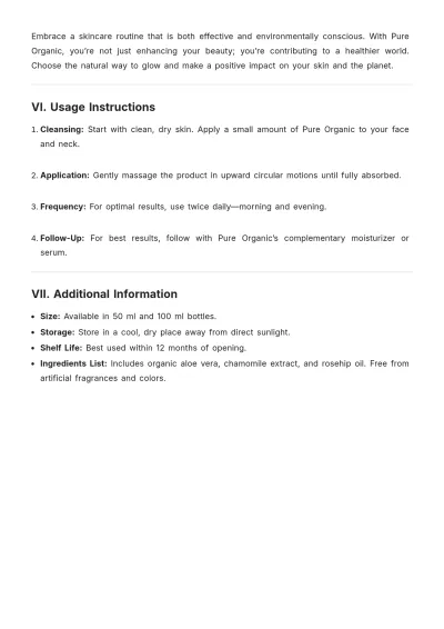 Free Organic Product Description Template to Edit Online