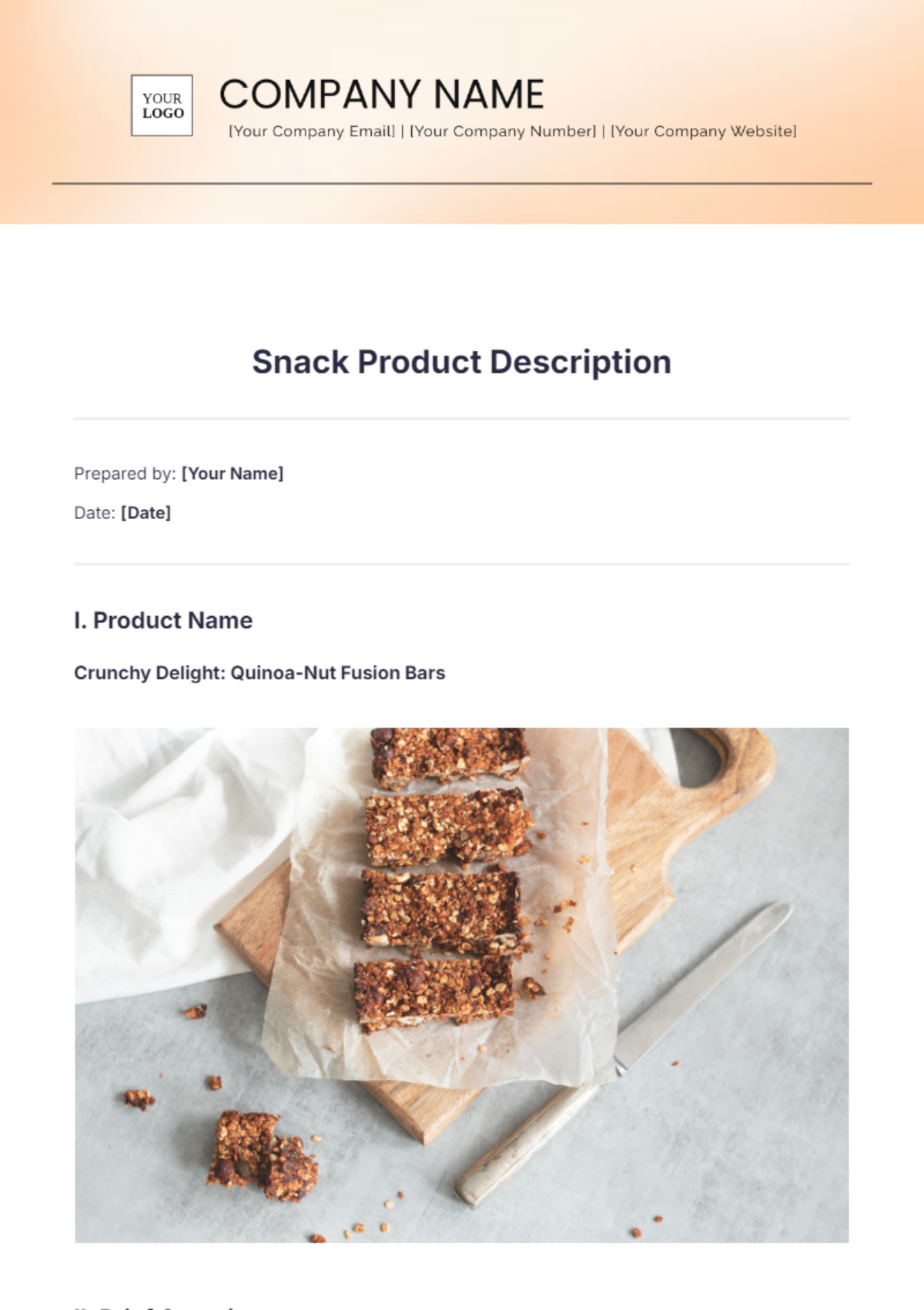 Snack Product Description Template - Edit Online & Download