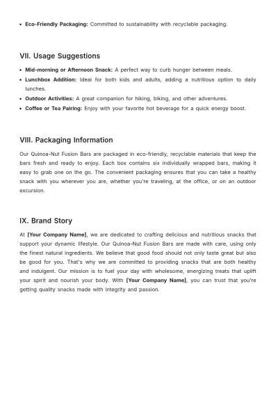 Free Snack Product Description Template to Edit Online