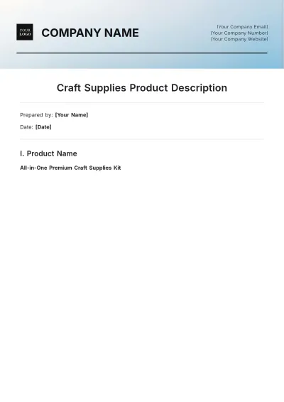 Free Craft Supplies Product Description Template to Edit Online