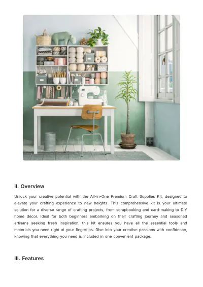 Free Craft Supplies Product Description Template to Edit Online
