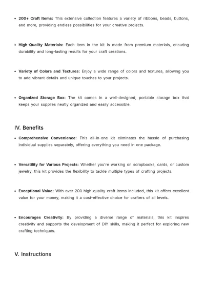 Free Craft Supplies Product Description Template to Edit Online