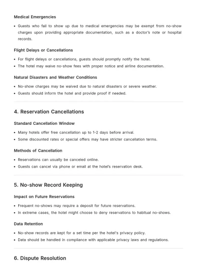 Free Hotel No-show Rules Template to Edit Online