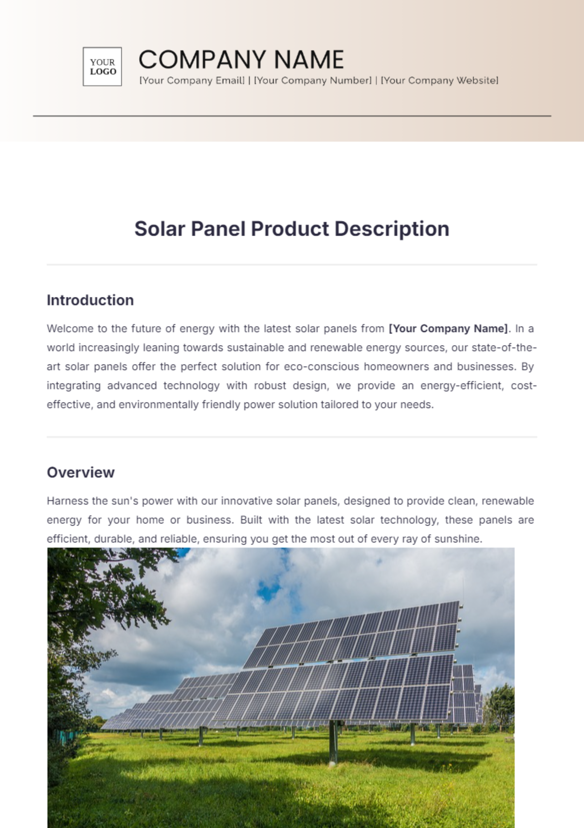 Solar Panel Product Description Template - Edit Online & Download