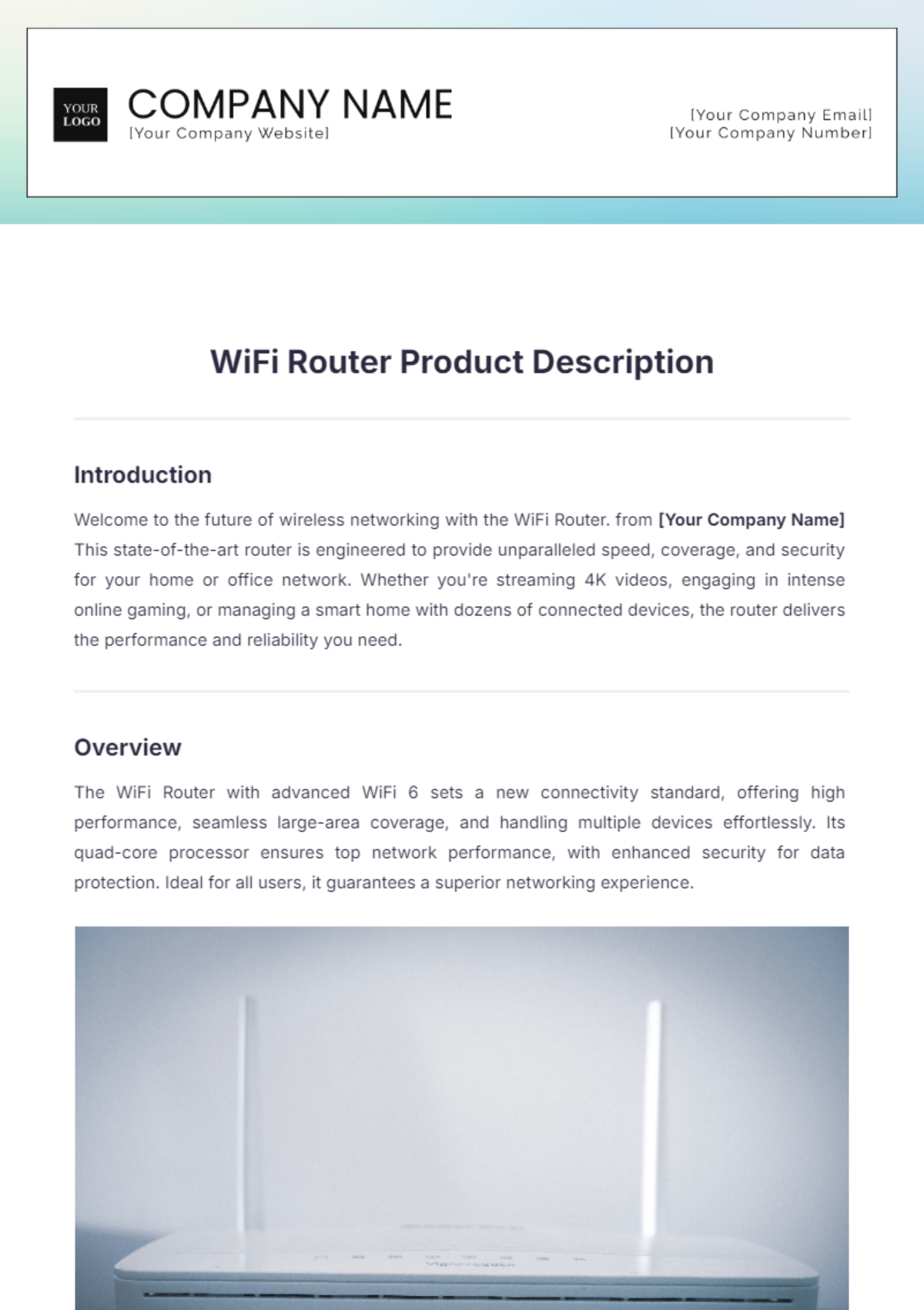 WiFi Router Product Description Template - Edit Online & Download