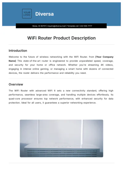 Free WiFi Router Product Description Template to Edit Online