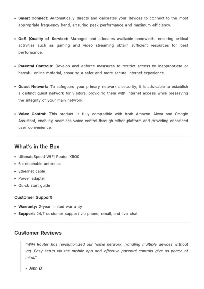 Free WiFi Router Product Description Template to Edit Online