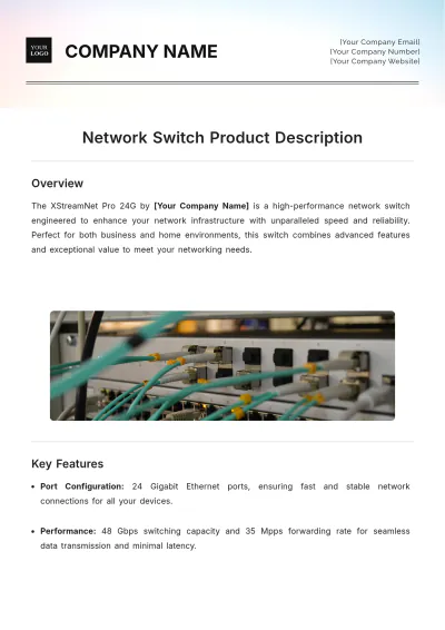 Free Network Switch Product Description Template to Edit Online