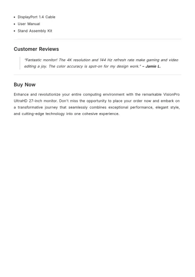 Free Computer Monitor Product Description Template to Edit Online