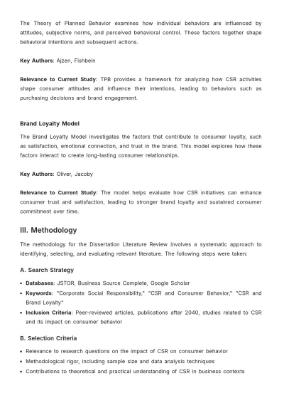 Free Dissertation Literature Review Template to Edit Online