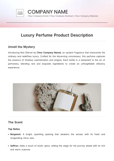 Free Luxury Perfume Product Description Template to Edit Online