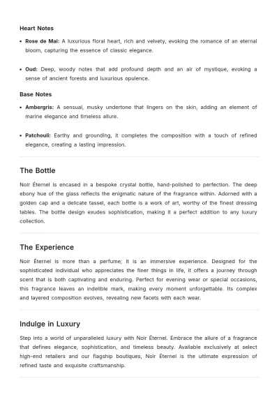 Free Luxury Perfume Product Description Template to Edit Online