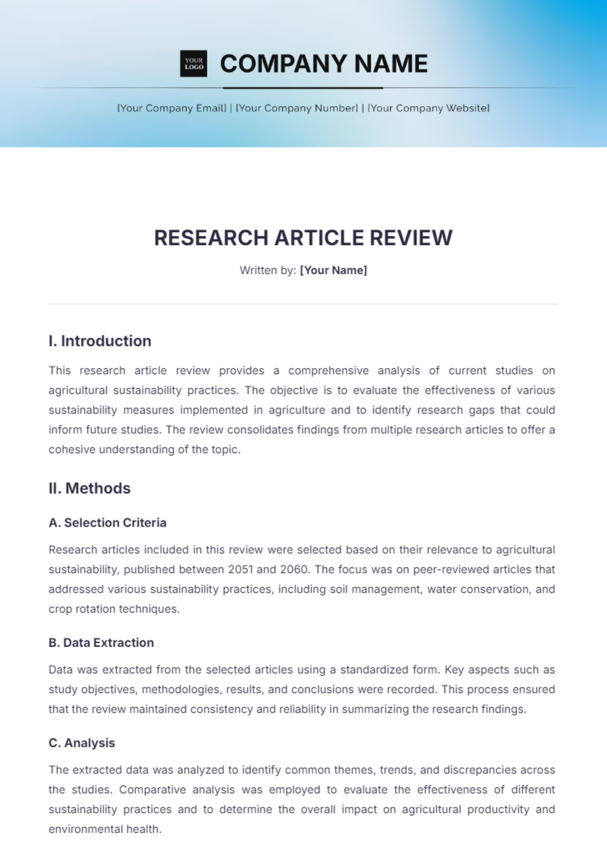 Research Article Review Template - Edit Online & Download