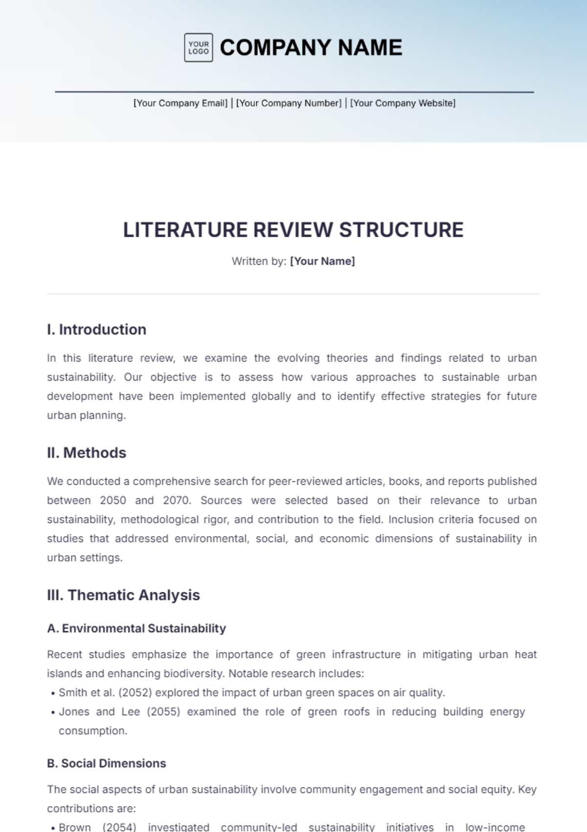 Literature Review Structure Template - Edit Online & Download