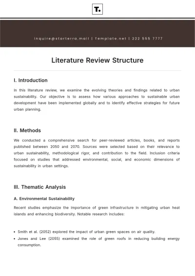 Free Literature Review Structure Template to Edit Online
