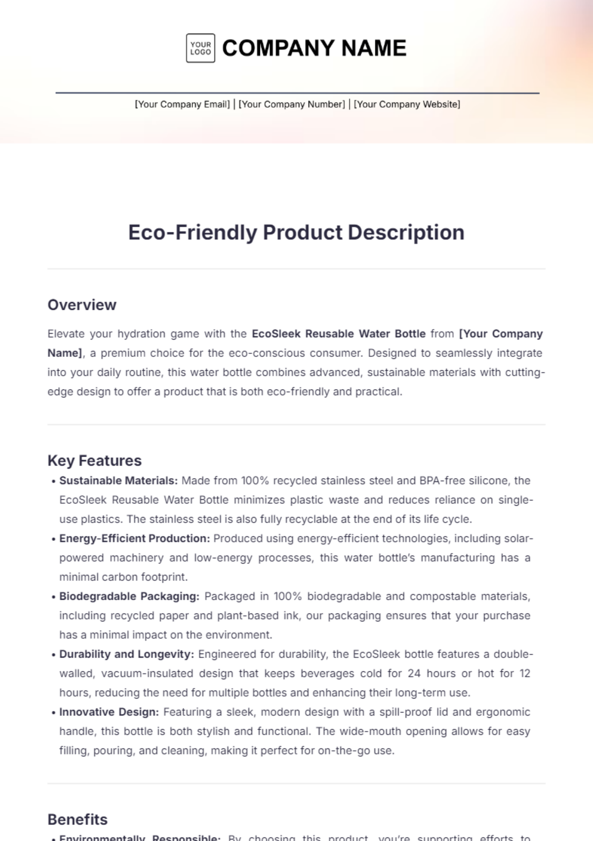 Eco-Friendly Product Description Template - Edit Online & Download