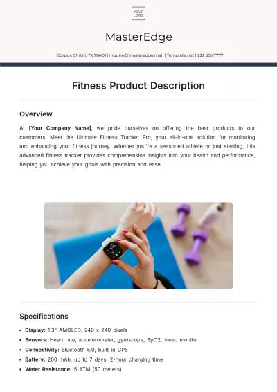 Free Fitness Product Description Template to Edit Online