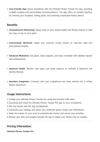 Free Fitness Product Description Template to Edit Online