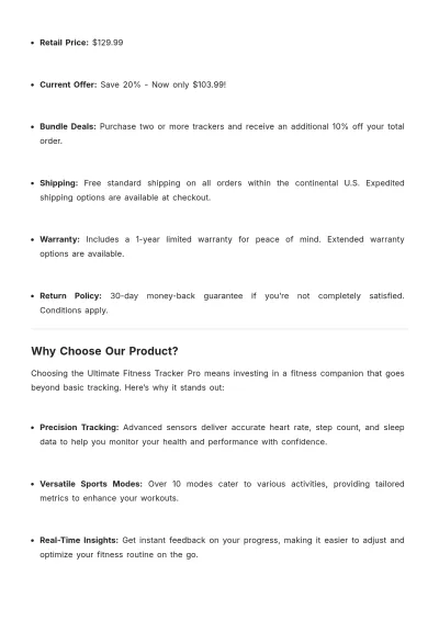 Free Fitness Product Description Template to Edit Online