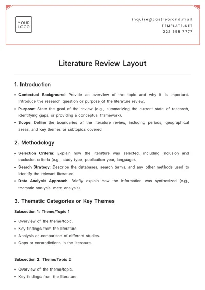 Free Literature Review Layout Template to Edit Online