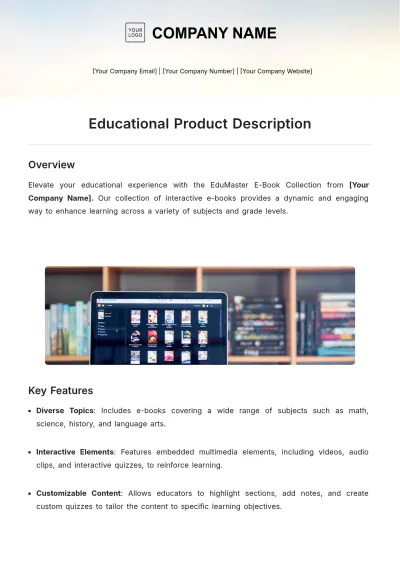 Free Educational Product Description Template to Edit Online