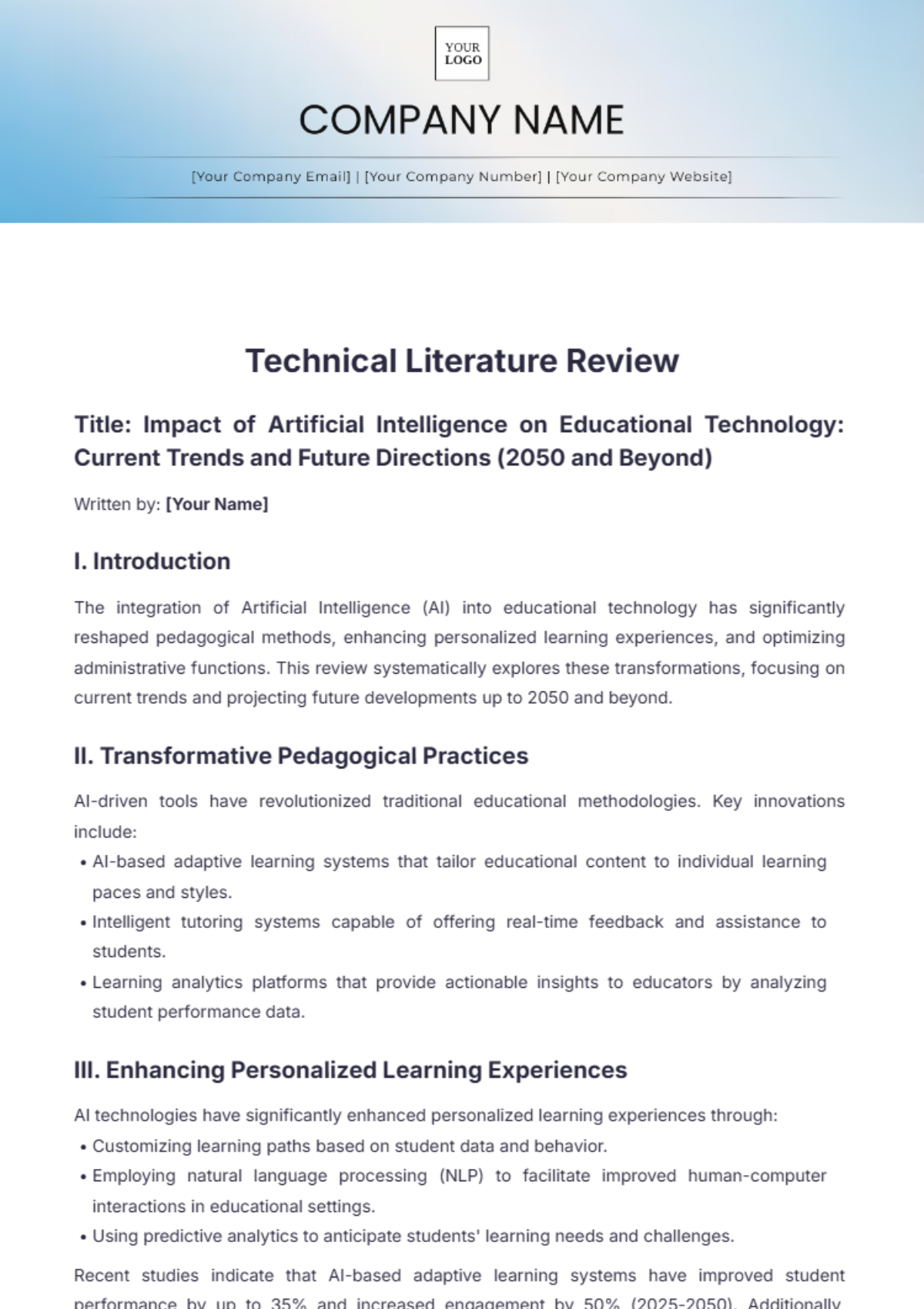 Technical Literature Review Template - Edit Online & Download