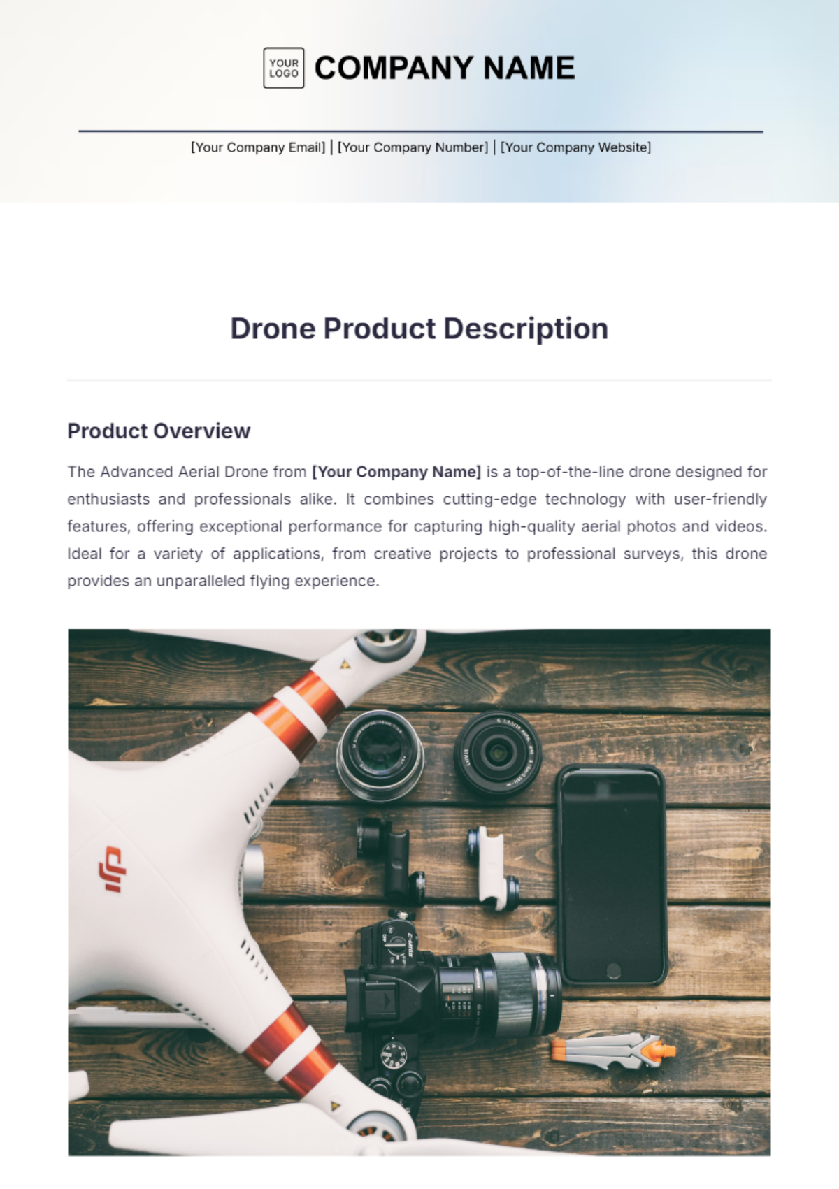 Drone Product Description Template - Edit Online & Download