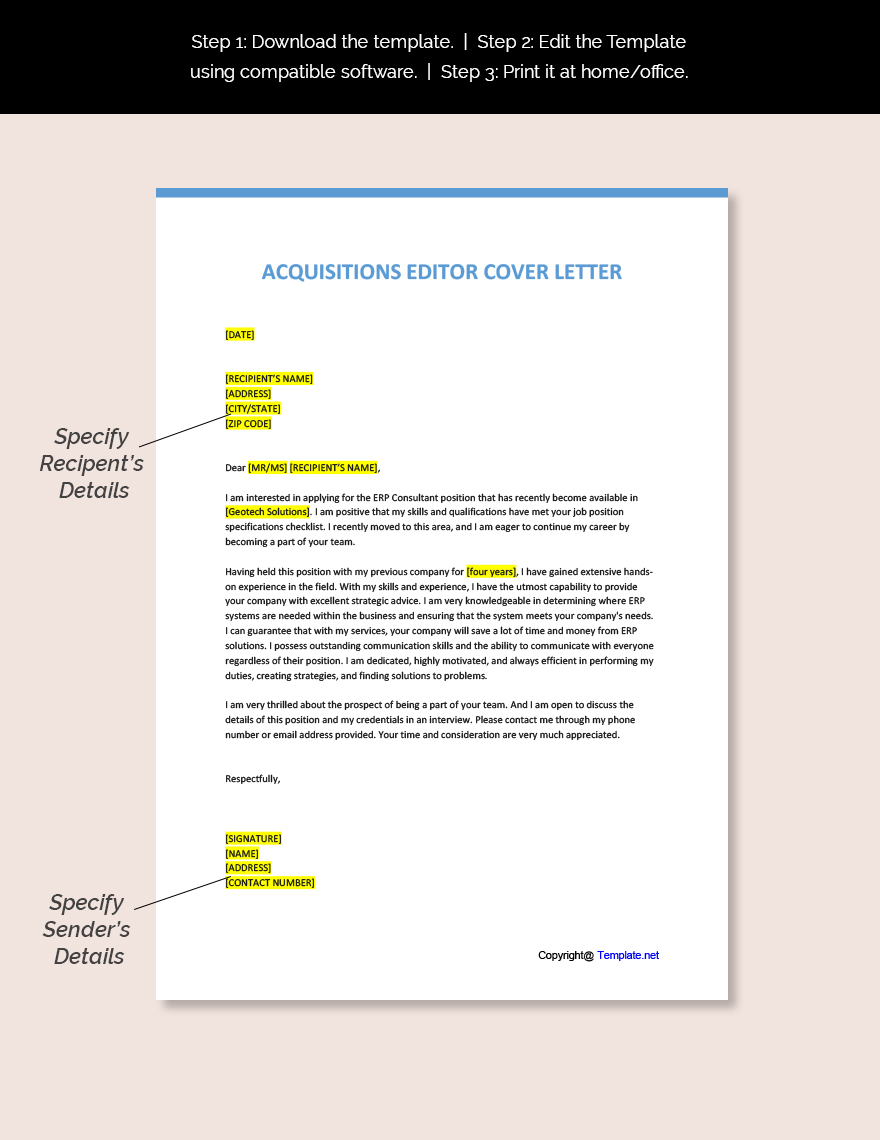 Acquisitions Editor Cover Letter