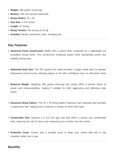 Free Sports Equipment Product Description Template to Edit Online