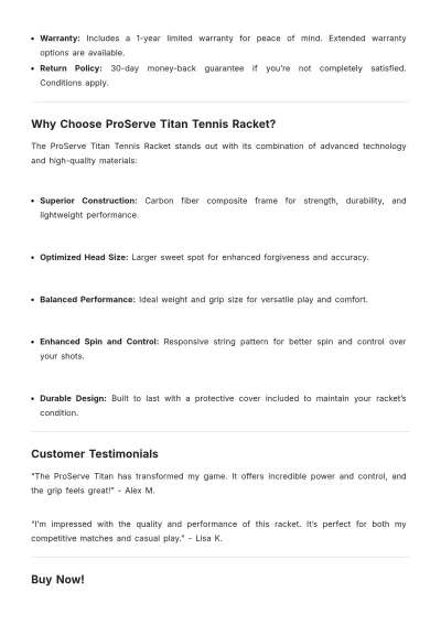 Free Sports Equipment Product Description Template to Edit Online
