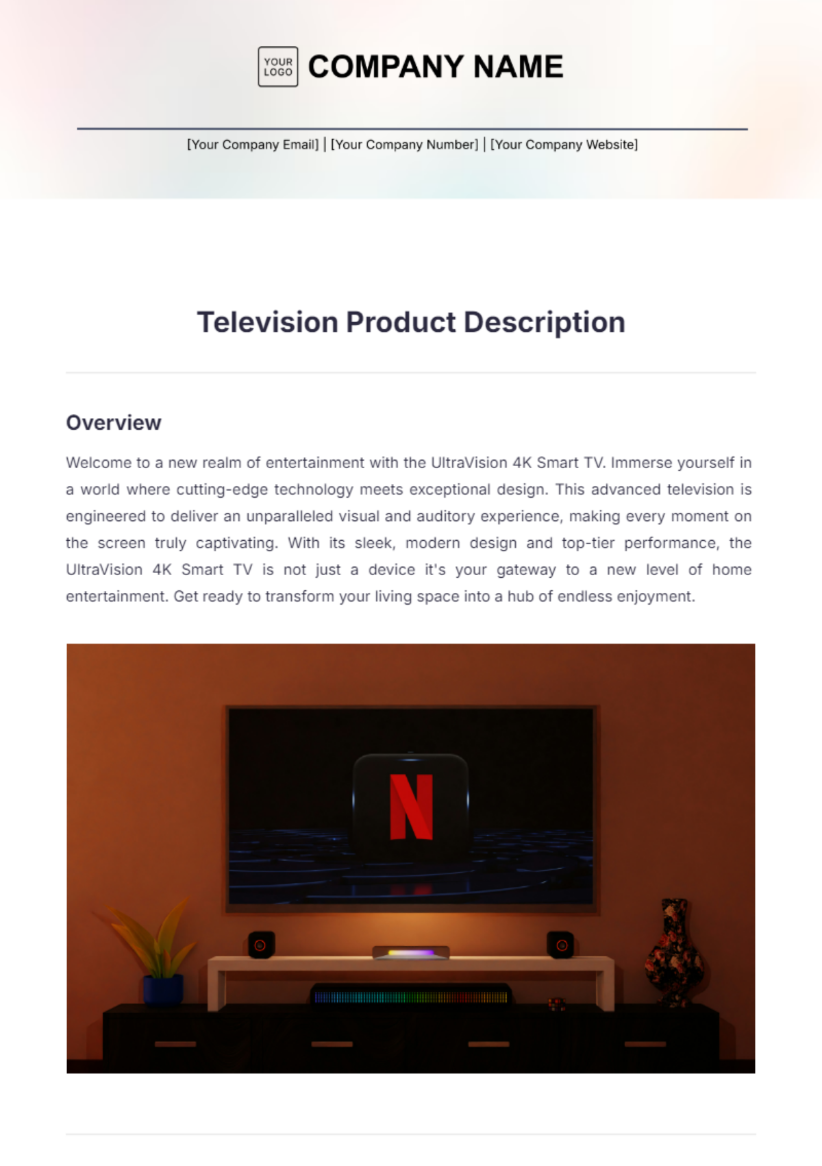 Television Product Description Template - Edit Online & Download