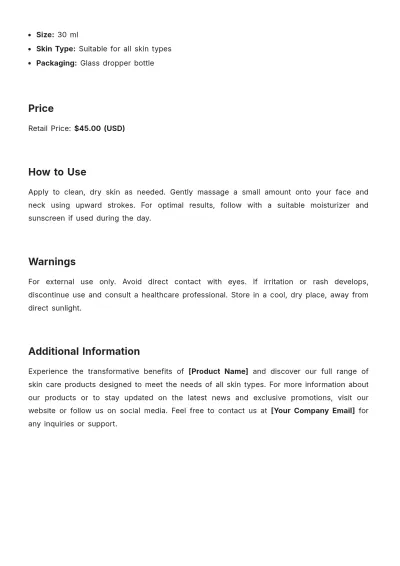 Free Skincare Product Description Template to Edit Online