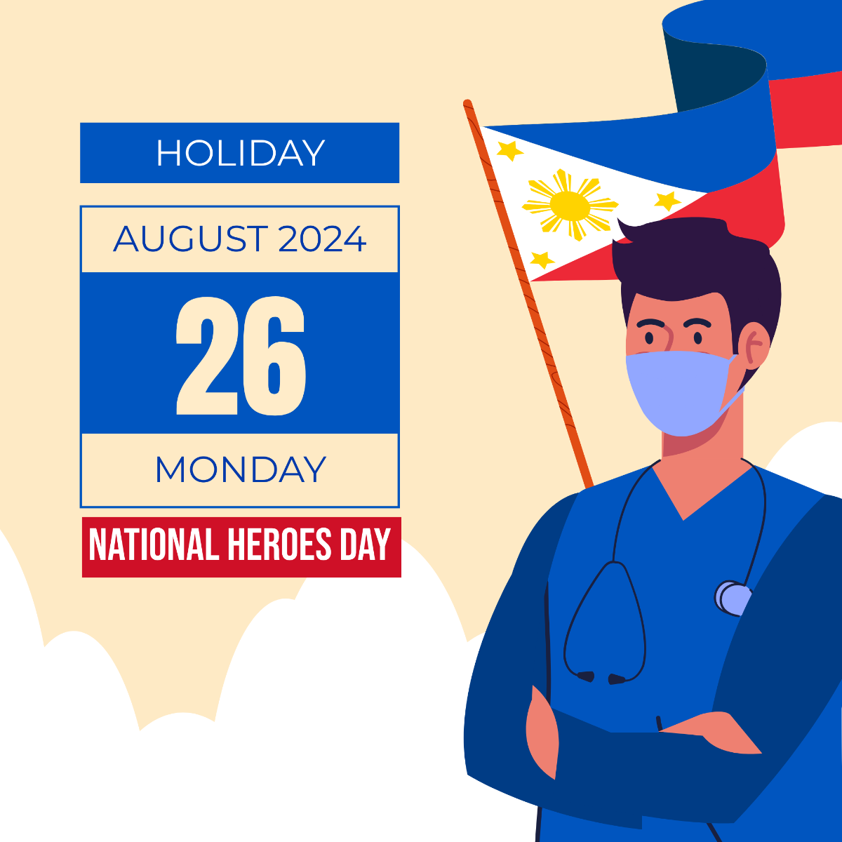 Free National Heroes Day Holiday Announcement Template