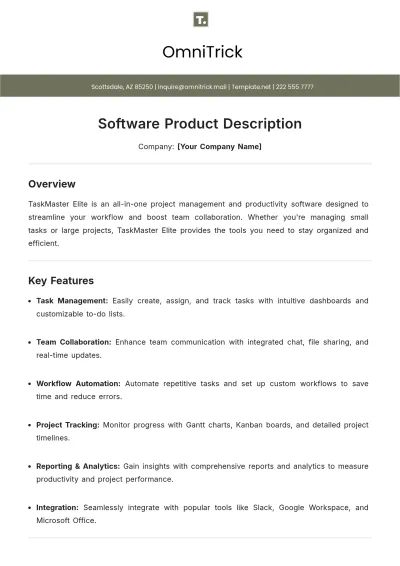Free Software Product Description Template to Edit Online