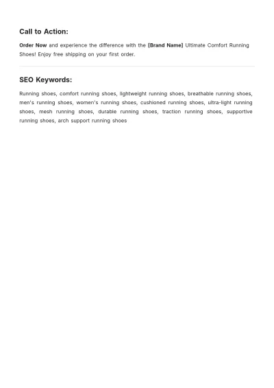Free Footwear Product Description Template to Edit Online