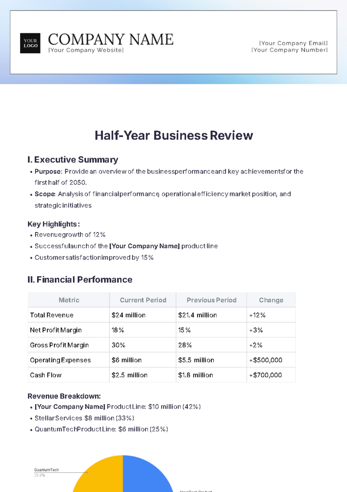 Half-Year Business Review Template