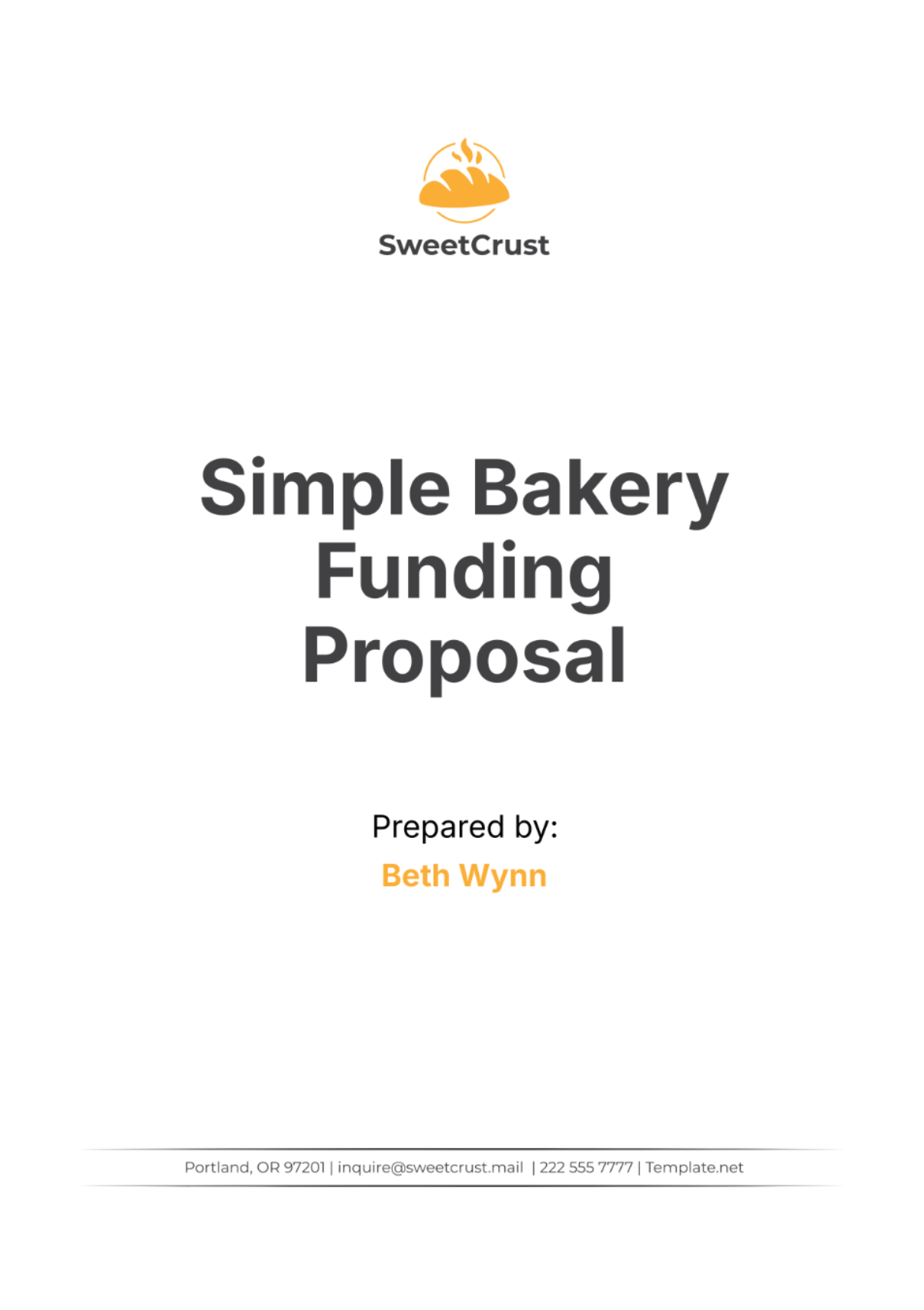 Simple Bakery Funding Proposal Template - Edit Online & Download